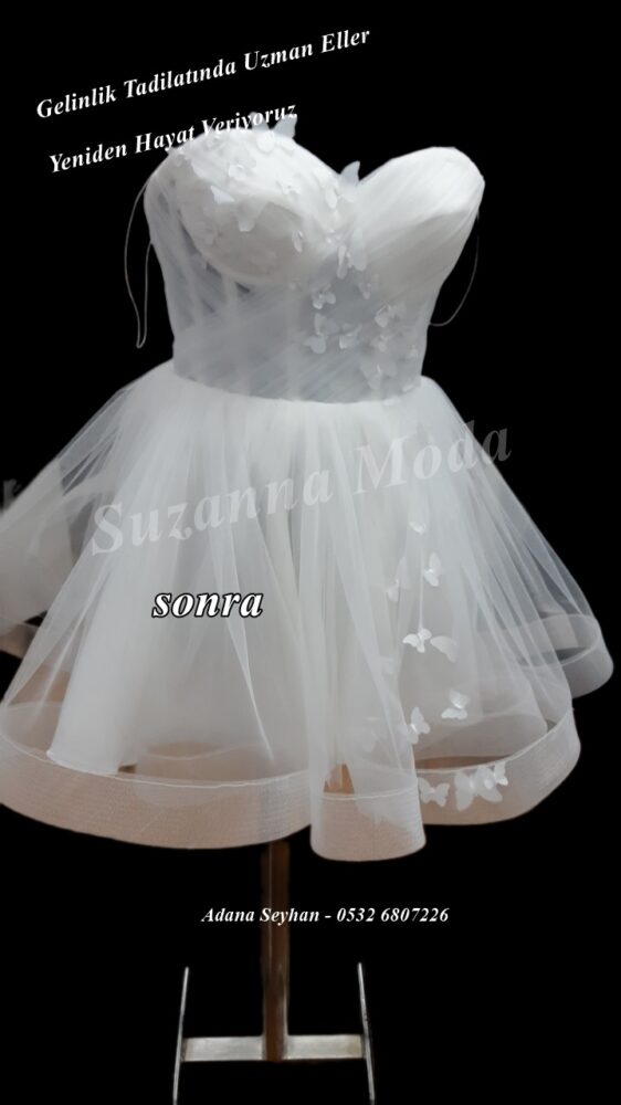 mini gelinlik boy kısaltma tadilatı