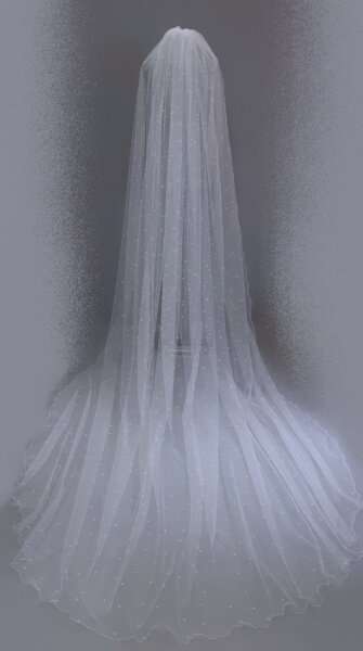 beyaz uzun incili duvak