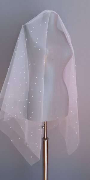 1 metre boy çift kat taraklı ful incili beyaz hayal tül gelin duvağı Suzanna Moda