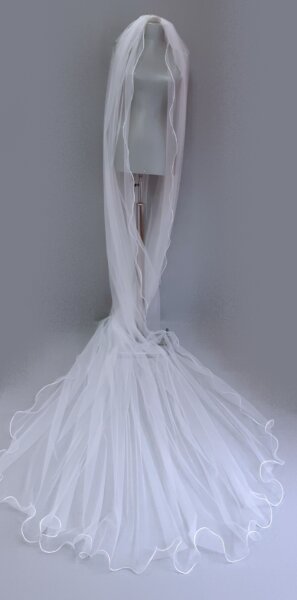 krem fildişi uzun duvak