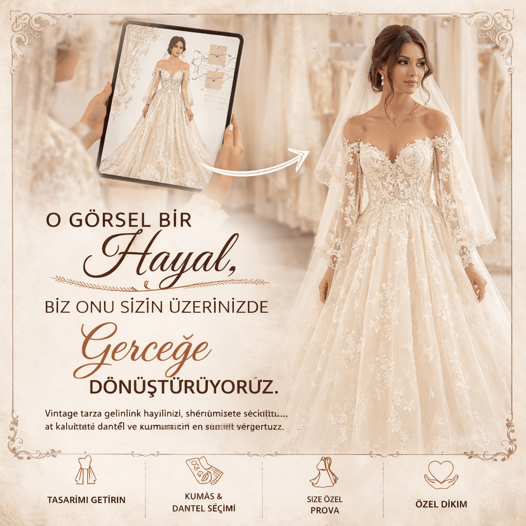 Vintage Gelinlik Kişiye Özel Tasarım Suzanna Moda